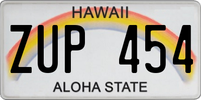 HI license plate ZUP454
