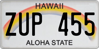 HI license plate ZUP455
