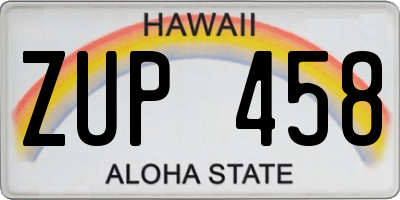 HI license plate ZUP458