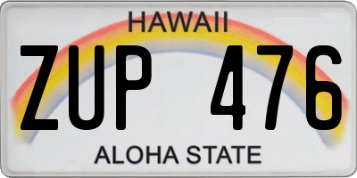 HI license plate ZUP476