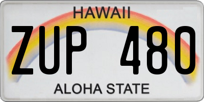 HI license plate ZUP480