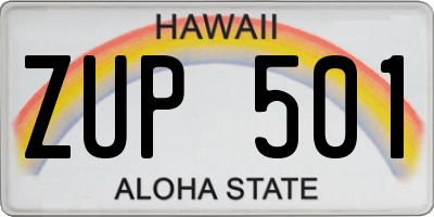 HI license plate ZUP501