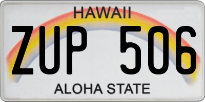 HI license plate ZUP506