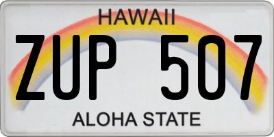 HI license plate ZUP507