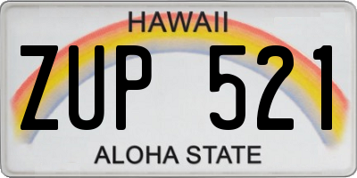 HI license plate ZUP521
