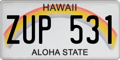 HI license plate ZUP531