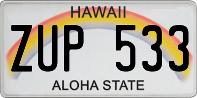 HI license plate ZUP533