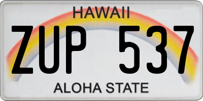HI license plate ZUP537
