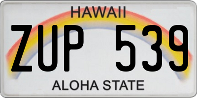 HI license plate ZUP539