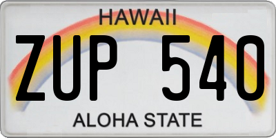 HI license plate ZUP540