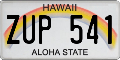 HI license plate ZUP541