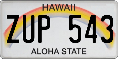 HI license plate ZUP543