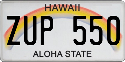 HI license plate ZUP550