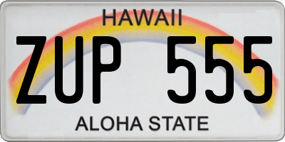 HI license plate ZUP555