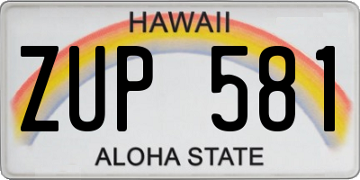 HI license plate ZUP581