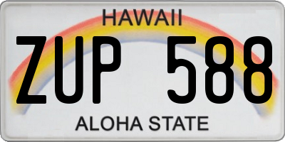 HI license plate ZUP588