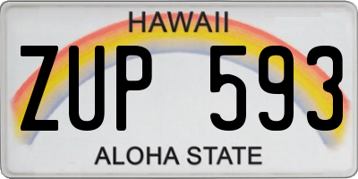 HI license plate ZUP593