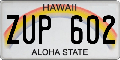 HI license plate ZUP602