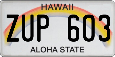 HI license plate ZUP603