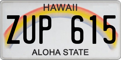 HI license plate ZUP615
