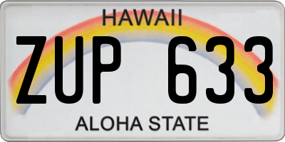 HI license plate ZUP633