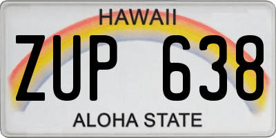 HI license plate ZUP638
