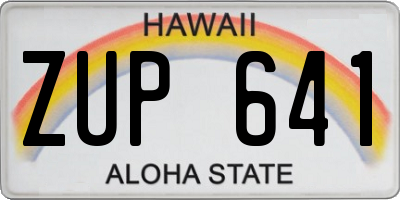 HI license plate ZUP641