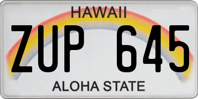 HI license plate ZUP645