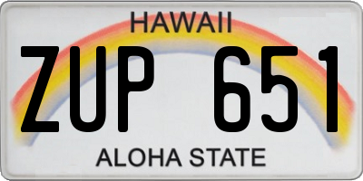 HI license plate ZUP651