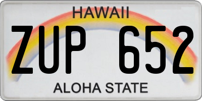 HI license plate ZUP652