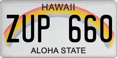 HI license plate ZUP660