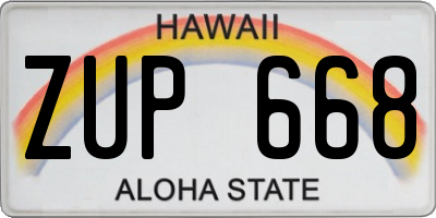 HI license plate ZUP668