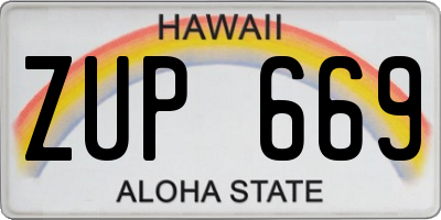 HI license plate ZUP669