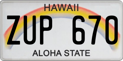 HI license plate ZUP670