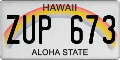 HI license plate ZUP673