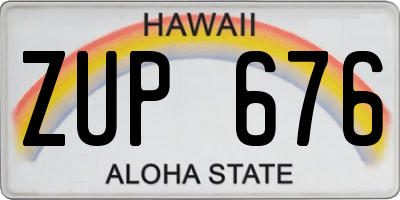 HI license plate ZUP676