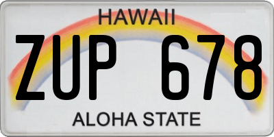 HI license plate ZUP678