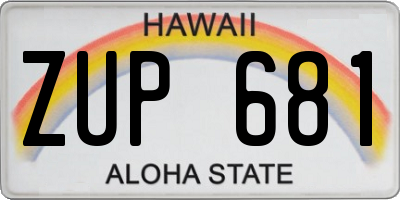 HI license plate ZUP681