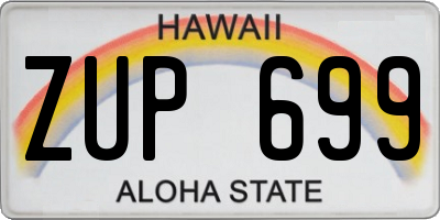 HI license plate ZUP699