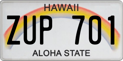 HI license plate ZUP701