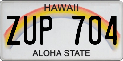 HI license plate ZUP704