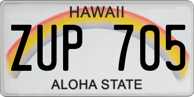 HI license plate ZUP705