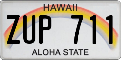 HI license plate ZUP711