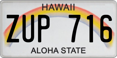 HI license plate ZUP716