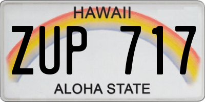 HI license plate ZUP717
