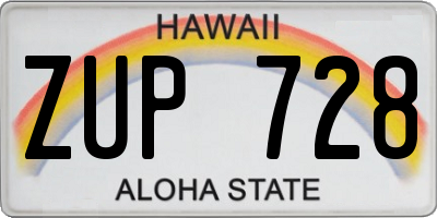 HI license plate ZUP728
