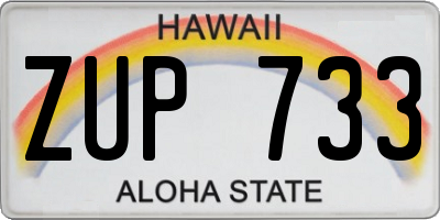 HI license plate ZUP733