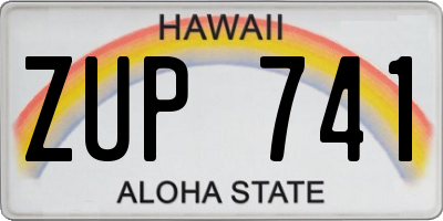 HI license plate ZUP741