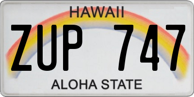 HI license plate ZUP747
