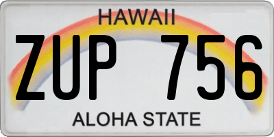 HI license plate ZUP756